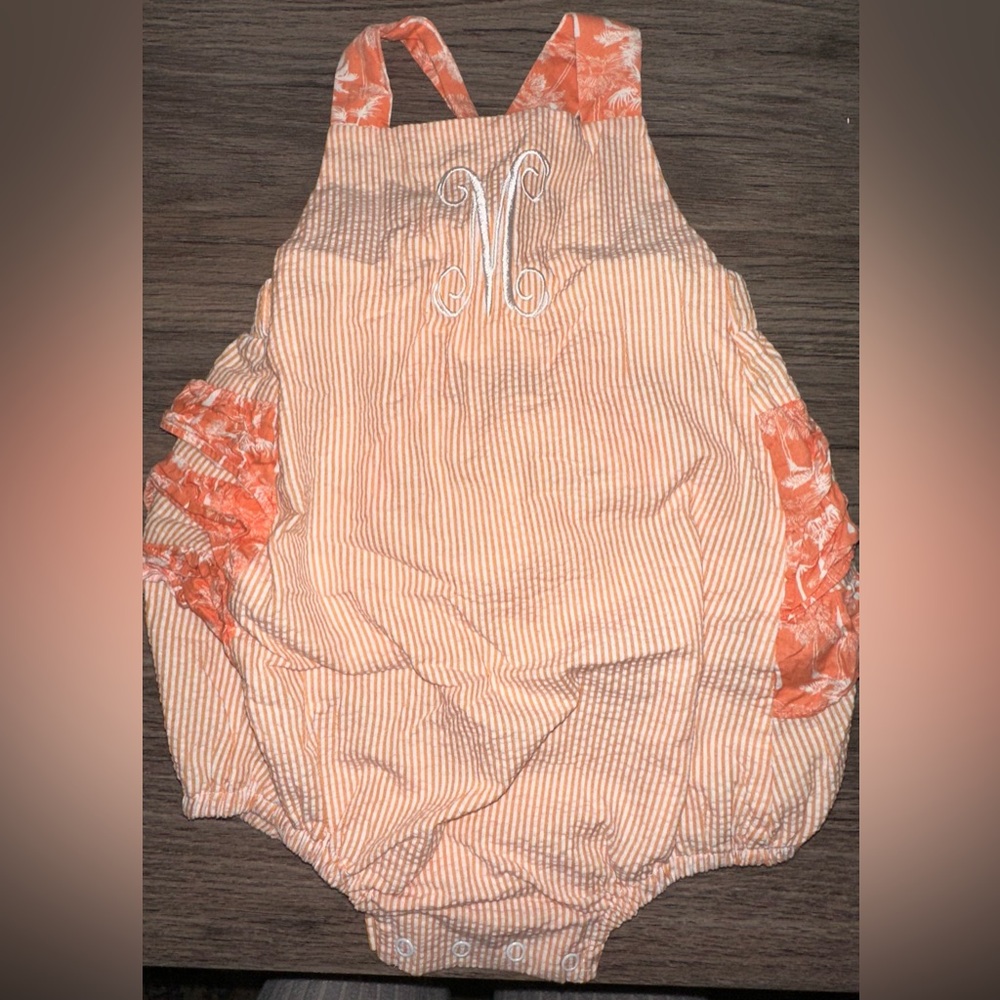Darling Mae Orange and White Striped Romper
